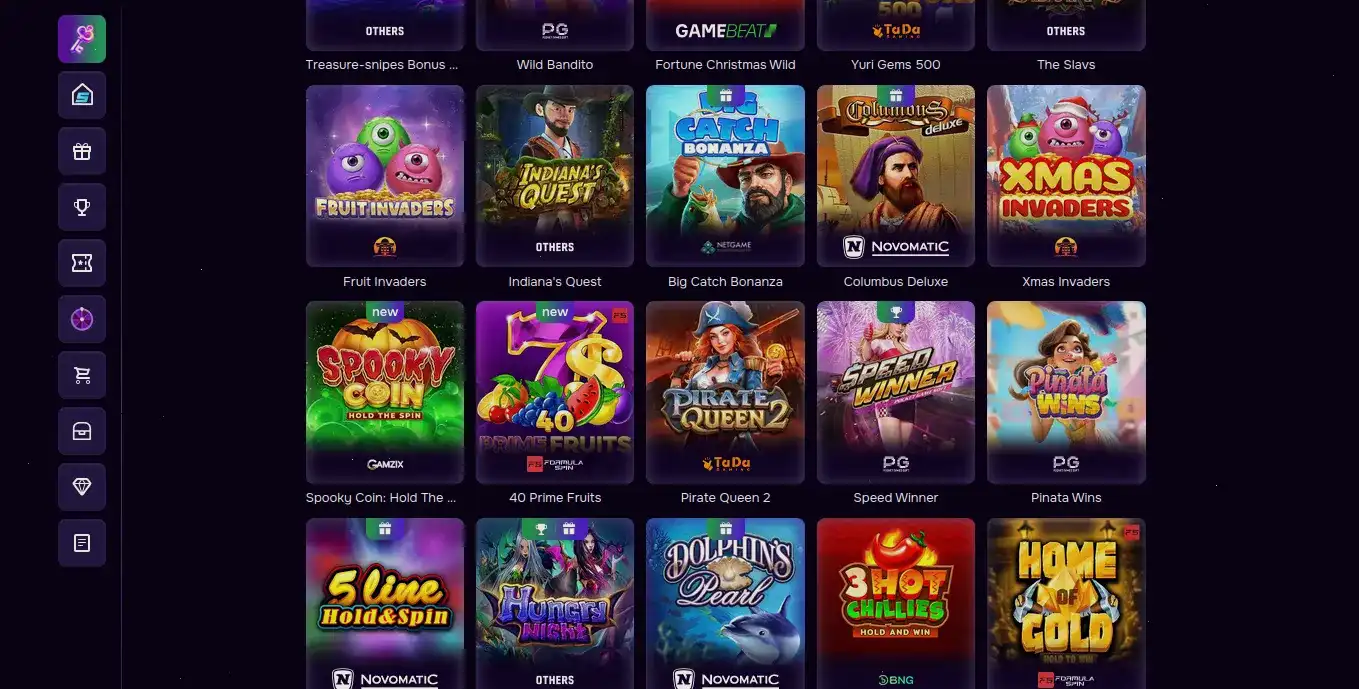 Интерфейс Champion casino со слотами